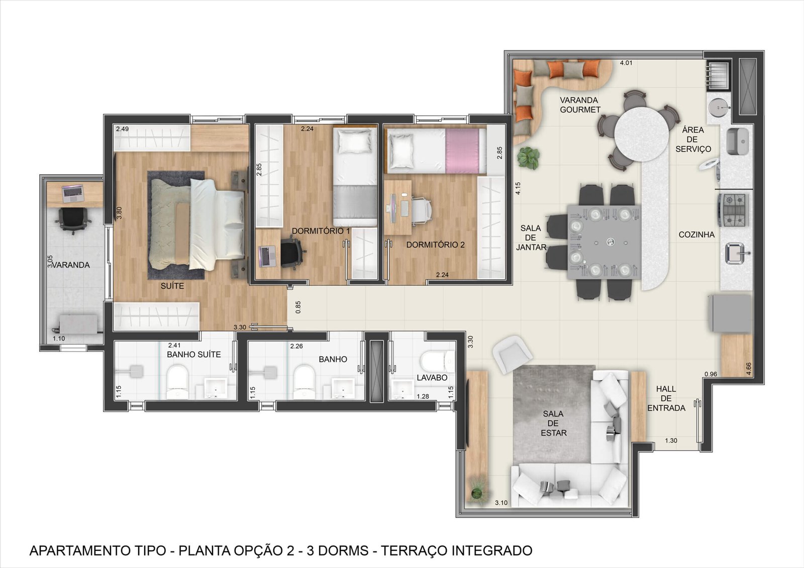 Planta Tipo 83m²
