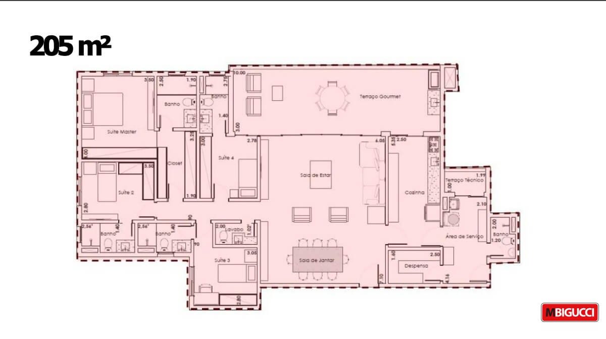 Planta 205m²